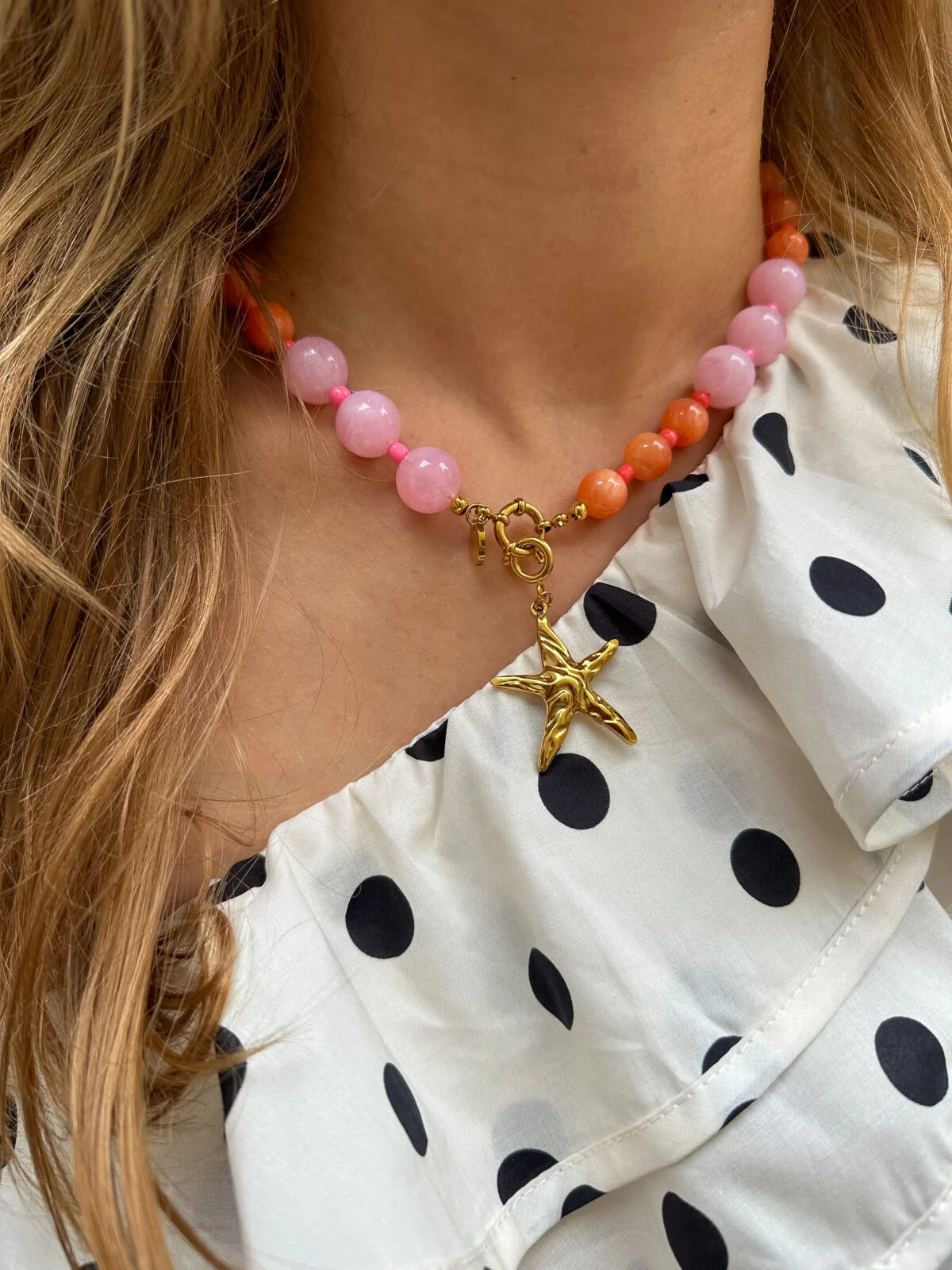 Pink Bubbles | Ketting - Golden Starfish | Bedel